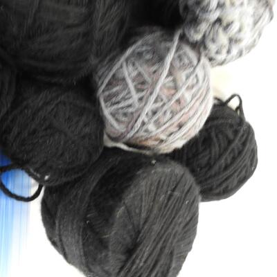 Yarn: Black, Variegated Various Shades Of Grey, 1 Unfinished Project