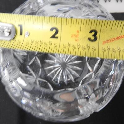 Crystal "Pinwheel" Design Candy Dish w/Lid, & Small Flower Vase, Good Condition