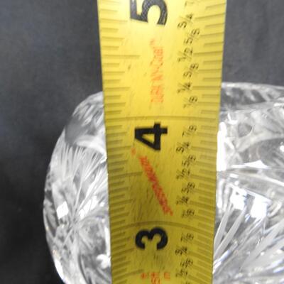 Crystal "Pinwheel" Design Candy Dish w/Lid, & Small Flower Vase, Good Condition