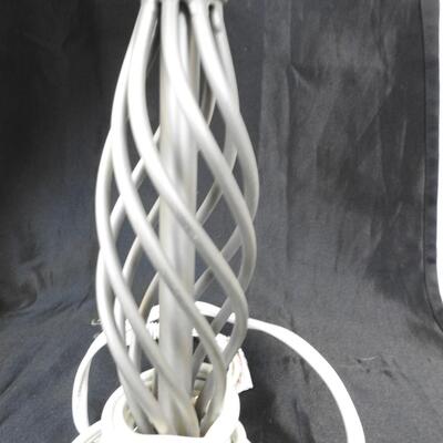 2 Metal Lamps w/Shades, Silver-Toned, 1 w/Matte Finish, Good Condition