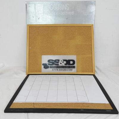 3 Pieces: White Board, Cork Board, Metal Board, SEE Pictures For Sizes