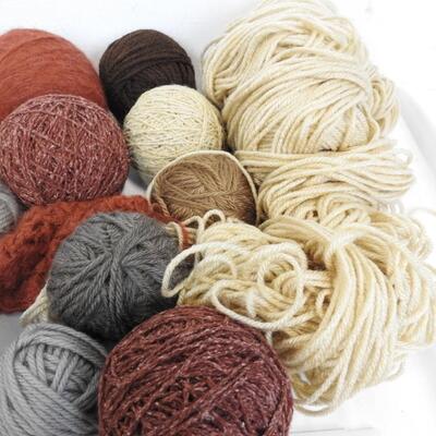 Yarn: Various Shades of Tan/Rust/ Brown, 1 Unfinished Project
