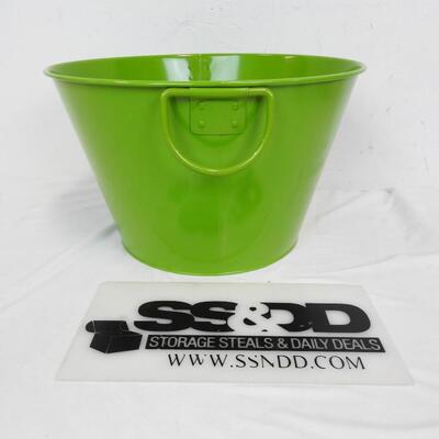 Green Metal Bucket w/Handles, 15x9, Good Condition