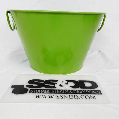 Green Metal Bucket w/Handles, 15x9, Good Condition