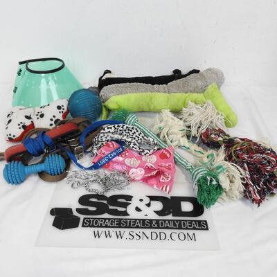 Pet Lot: Dog Collar, Toys, Leashes, E-Collar for Small Dog