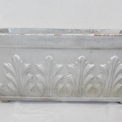 Plastic Silver Planter Box and White Medal Decorative Plant Holders.