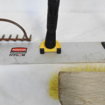 Garden Rake, Shop Broom and Rubbermaid Pulses Commercial Pad w/Velcro Stripes