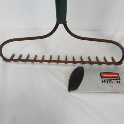 Garden Rake, Shop Broom and Rubbermaid Pulses Commercial Pad w/Velcro Stripes