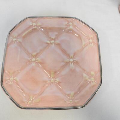 Studio B Quilted Pink China Set: 7 Mugs, 3 Plates, Used, Great Condition