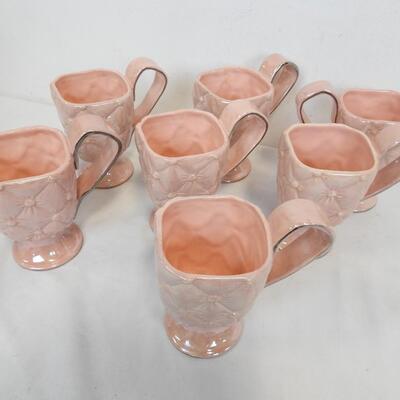 Studio B Quilted Pink China Set: 7 Mugs, 3 Plates, Used, Great Condition