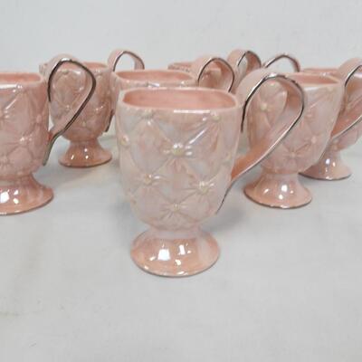 Studio B Quilted Pink China Set: 7 Mugs, 3 Plates, Used, Great Condition