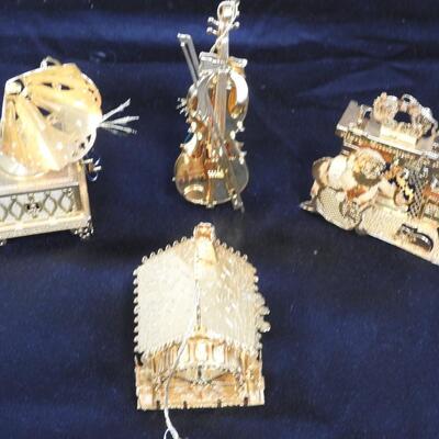 Danbury Mint Gold-Toned Christmas 12 Ornament Collection,Thin Metal: Clock,House