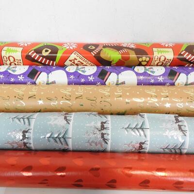 5 Rolls Wrapping Paper,: Christmas, Winter, Hearts, 1 NEW