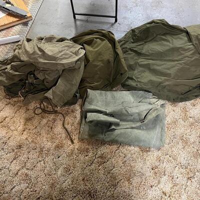 Lot of 4 1966 Army Vietnam Canvas Fabric Shelter Half Tent