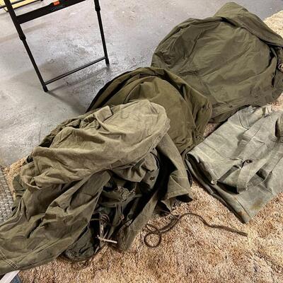 Lot of 4 1966 Army Vietnam Canvas Fabric Shelter Half Tent