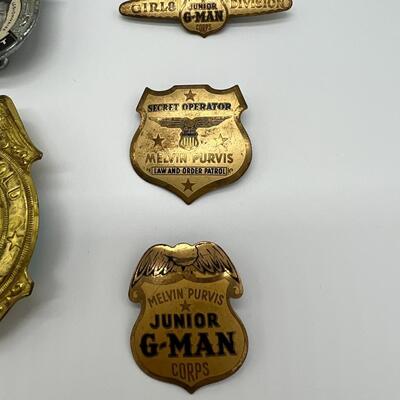 Premium Lot of 9 Antique Badges and Pins