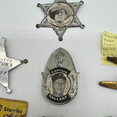 Premium Lot of 9 Antique Badges and Pins