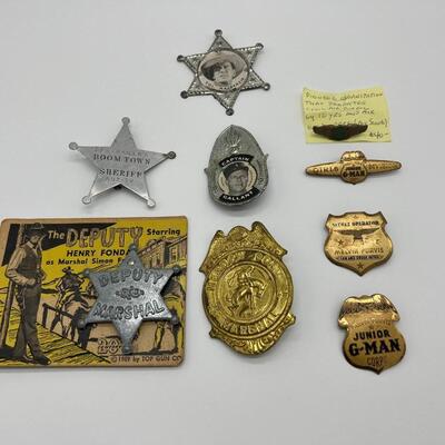 Premium Lot of 9 Antique Badges and Pins