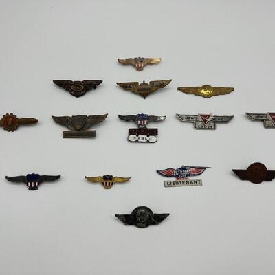 Lot of 14 Vintage Air Pins Wings Pins with Pin Backs
