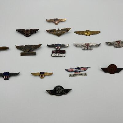 Lot of 14 Vintage Air Pins Wings Pins with Pin Backs