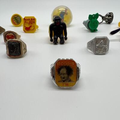 Lot of 18 Kids Toy Rings from the 1960s and 1970s