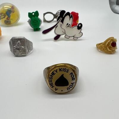 Lot of 18 Kids Toy Rings from the 1960s and 1970s