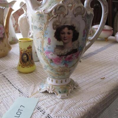 Lefton/Porcelain, Hand Painted, Milk Glass