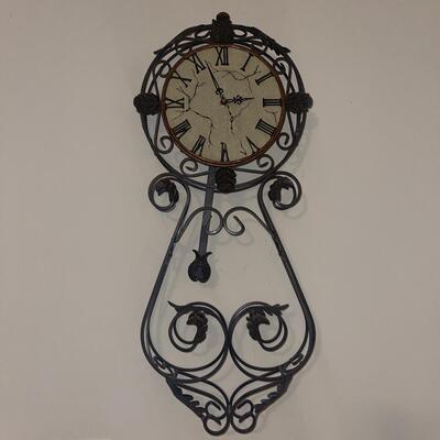 Ornate Metal Leaf Wall Clock by the Bombay Company (LR-SW)
