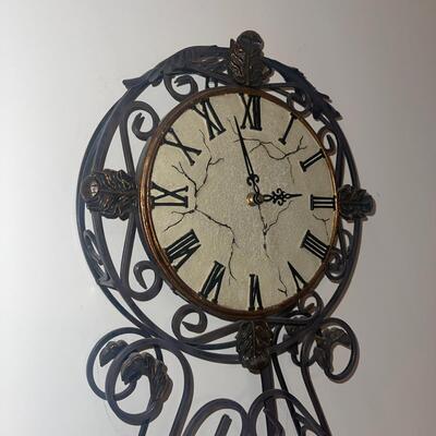 Ornate Metal Leaf Wall Clock by the Bombay Company (LR-SW)