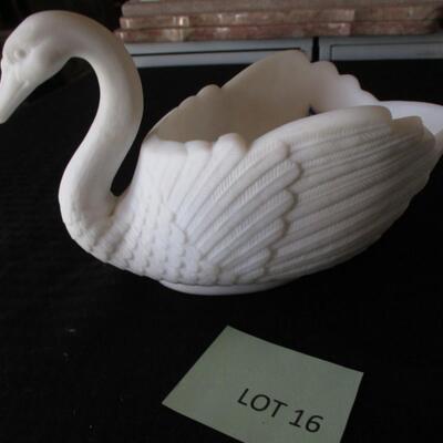 Milk Glass Swan & Vase