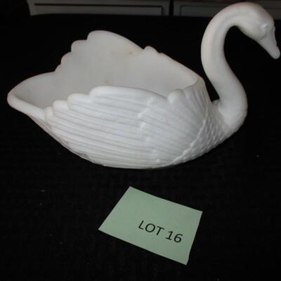 Milk Glass Swan & Vase