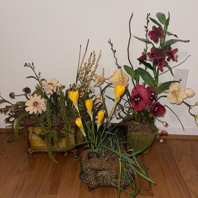 Three Unique Potted Faux Flowers (LR-SW)