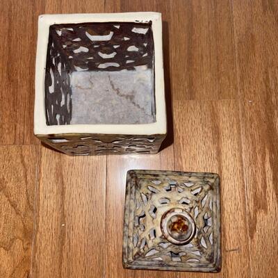 Ivory Table Lamp, Pillar Candle, and Candle Holders (LR-SW)