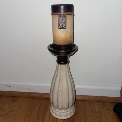 Ivory Table Lamp, Pillar Candle, and Candle Holders (LR-SW)