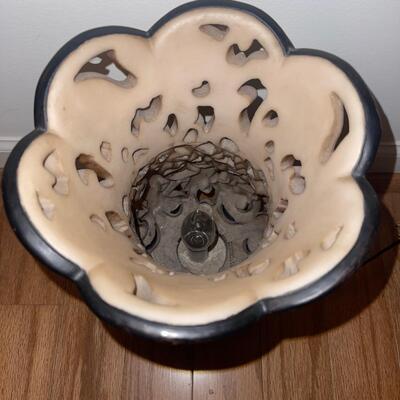 Ivory Table Lamp, Pillar Candle, and Candle Holders (LR-SW)