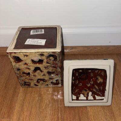 Ivory Table Lamp, Pillar Candle, and Candle Holders (LR-SW)