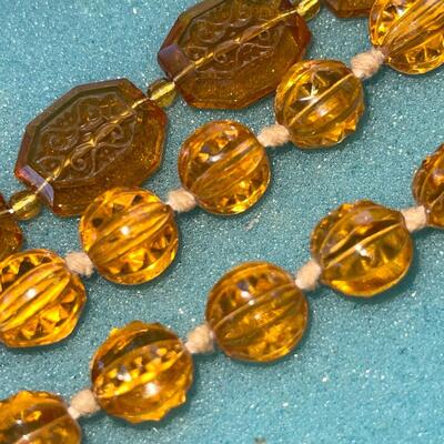 AA  ANTIQUE CZECH GLASS BEADS PINK & AMBER