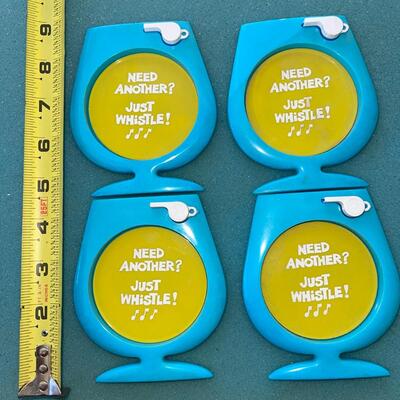 AA  MID CENTURY MODERN BAR WARE NOVELTY PLASTIC COASTERS W/WHISTLES