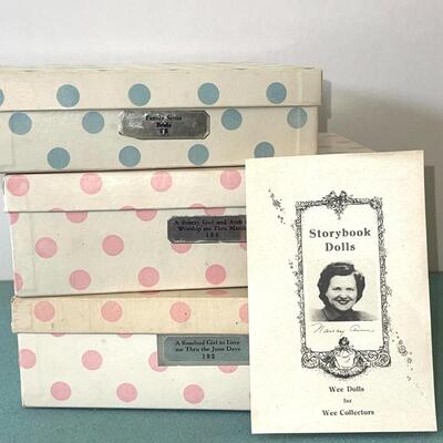 AA   GROUP OF 3 VINTAGE NANCY ANN STORY BOOK DOLLS ORIGINAL POLKA DOT BOXES