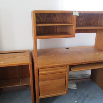 Oak Office Desk & Printer Stand