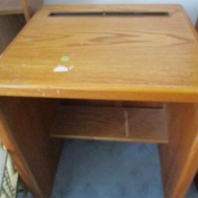 Oak Office Desk & Printer Stand