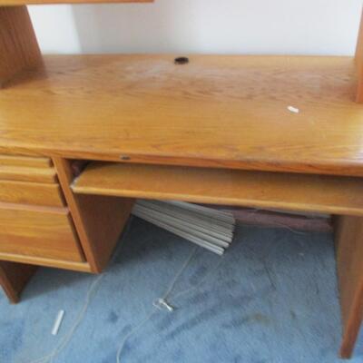 Oak Office Desk & Printer Stand