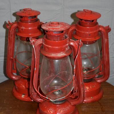 3 Red gas lanterns