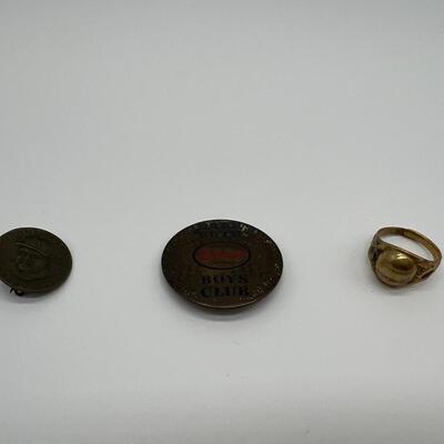Rare Lot of 3 Antique Babe Ruth Club Ring and 2 Pins
