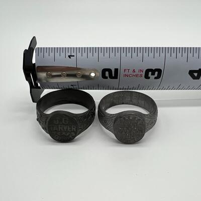 Lot of 2 Antique Tallest Man on Earth Rings for J.G. Tarver of Texas and Jakob Nacken