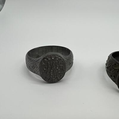 Lot of 2 Antique Tallest Man on Earth Rings for J.G. Tarver of Texas and Jakob Nacken