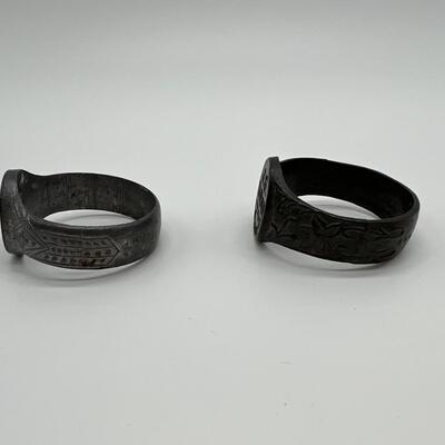 Lot of 2 Antique Tallest Man on Earth Rings for J.G. Tarver of Texas and Jakob Nacken