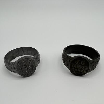 Lot of 2 Antique Tallest Man on Earth Rings for J.G. Tarver of Texas and Jakob Nacken