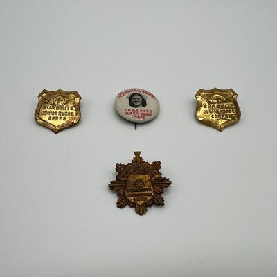 Lot of 1930s Sunbrite Junior Nurse Corps Badges Button and Pin