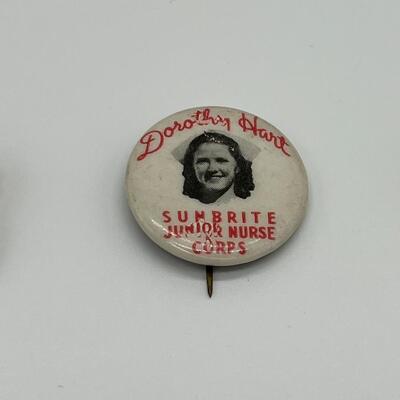 Lot of 1930s Sunbrite Junior Nurse Corps Badges Button and Pin